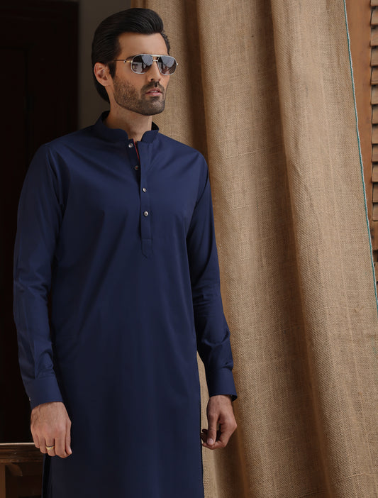 BLUE MANDARIN COLLAR KAMEEZ SHALWAR