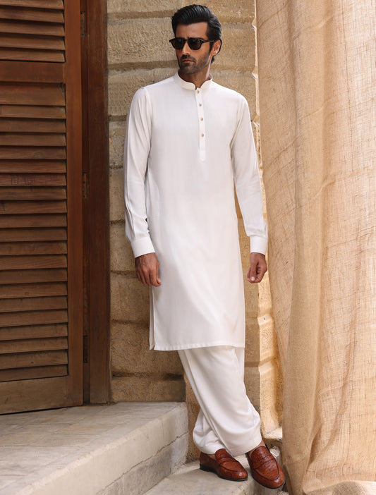 OFF WHITE OXFORD PIN POINT KAMEEZ SHALWAR