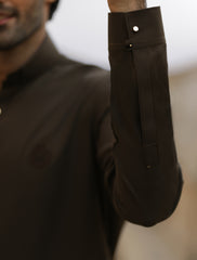 BROWN KAMEEZ SHALWAR WITH PEACH FINISH