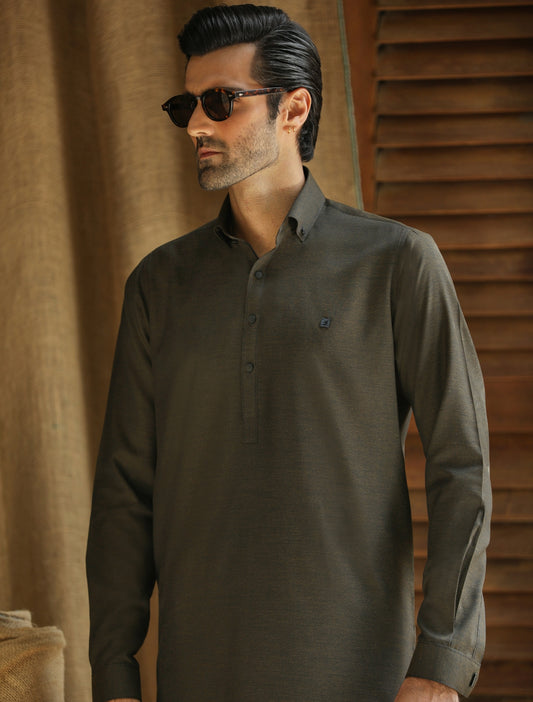 BROWN TWO TONE KAMEEZ SHALWAR