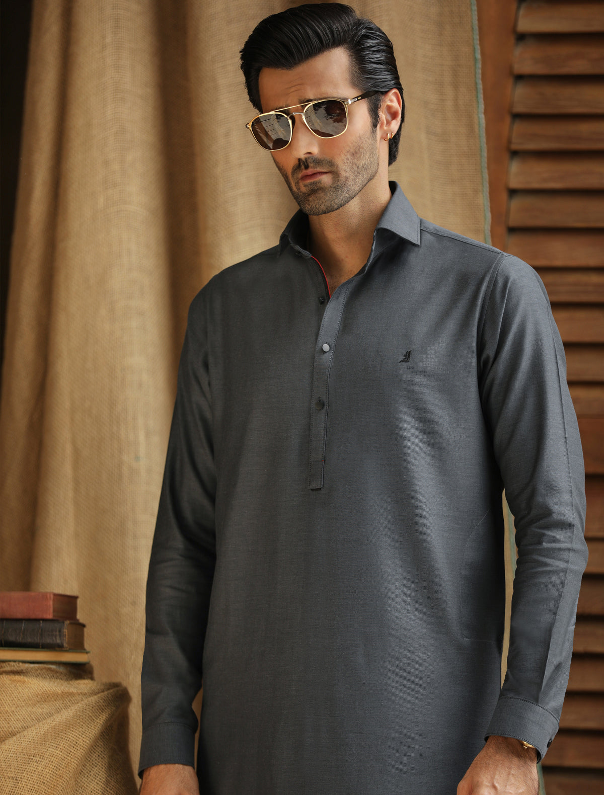 DARK GRAY PREMIUM 100% COTTON TWILL KAMEEZ SHALWAR