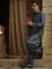 DARK GRAY PREMIUM 100% COTTON TWILL KAMEEZ SHALWAR