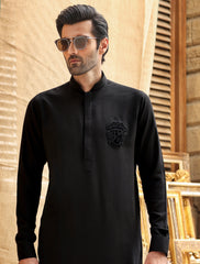 PREMIUM BLACK COTTON DESIGNER KAMEEZ SHALWAR