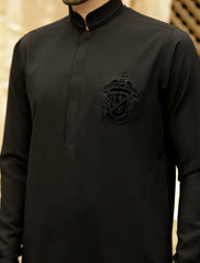 PREMIUM BLACK COTTON DESIGNER KAMEEZ SHALWAR