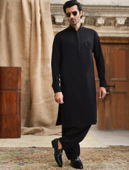 PREMIUM BLACK COTTON DESIGNER KAMEEZ SHALWAR