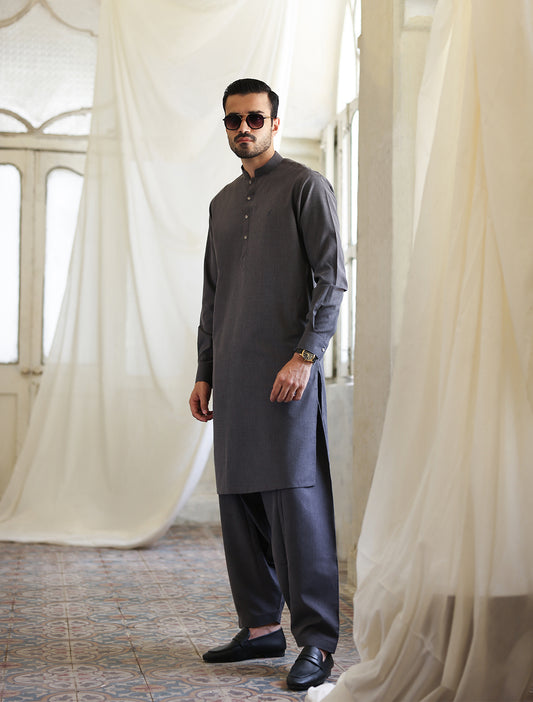 DARK GRAY KAMEEZ SHALWAR