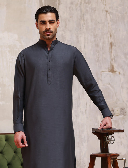 GRAY TWILL KAMEEZ SHALWAR