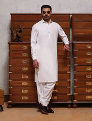 PEARL WHITE TWILL KAMEEZ SHALWAR