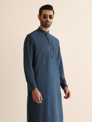 BLUE TEXTURED KAMEEZ SHALWAR