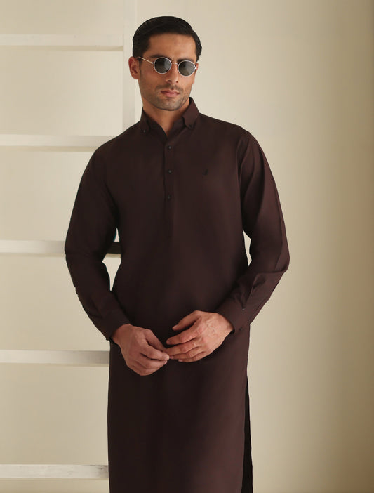 MAROON TEXTURED KAMEEZ SHALWAR