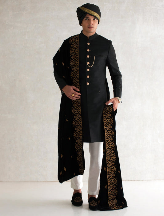 BLACK VELVET EMBROIDERED SHAWL