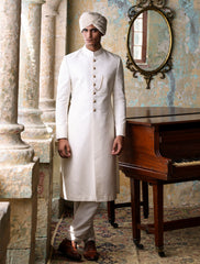 OFFWHITE RAWSILK SHERWANI