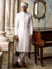 OFFWHITE RAWSILK SHERWANI