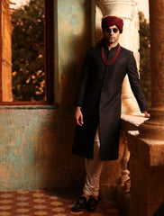 BLACK ROPE EMBROIDRED SHERWANI