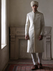 OFFWHITE JAMAWAR EMBROIDERED SHERWANI