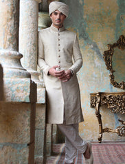GOLDEN KARANDI JAMAWAR EMBROIDERED SHERWANI