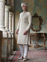 GOLDEN KARANDI JAMAWAR EMBROIDERED SHERWANI