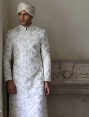 WHITE HEAVY EMBROIDERED SHERWANI