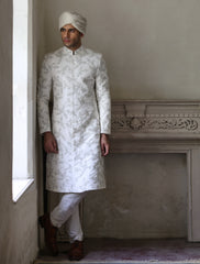 WHITE HEAVY EMBROIDERED SHERWANI