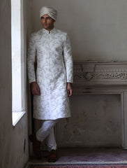 WHITE HEAVY EMBROIDERED SHERWANI