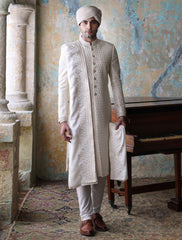 OFFWHITE ROPE EMBROIDERED SHERWANI