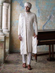 OFFWHITE ROPE EMBROIDERED SHERWANI