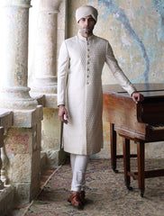 OFFWHITE ROPE EMBROIDERED SHERWANI