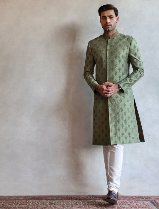 GREEN HEAVY EMBROIDERED SHERWANI
