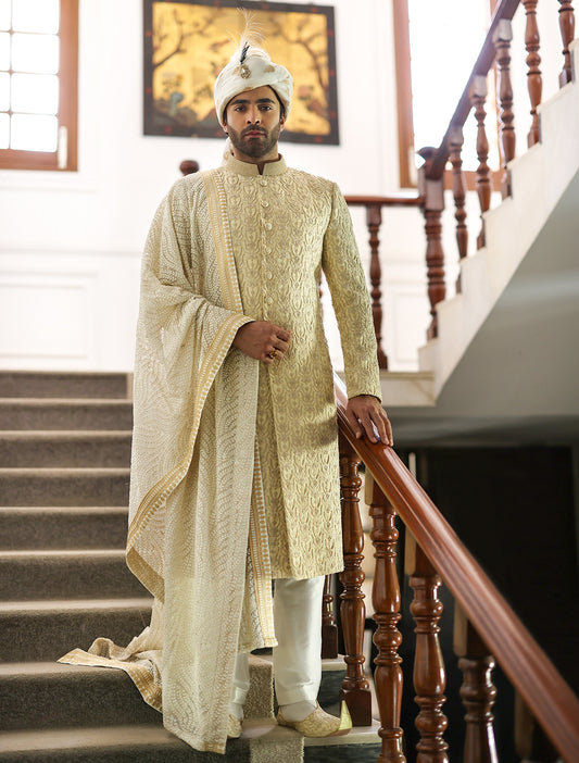 Limited Edition Sherwani Crafted with Intricate Hand Embroidery