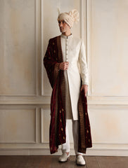 LIGHT BEIGE EMBROIDERED SHERWANI
