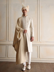 LIGHT BEIGE EMBROIDERED SHERWANI