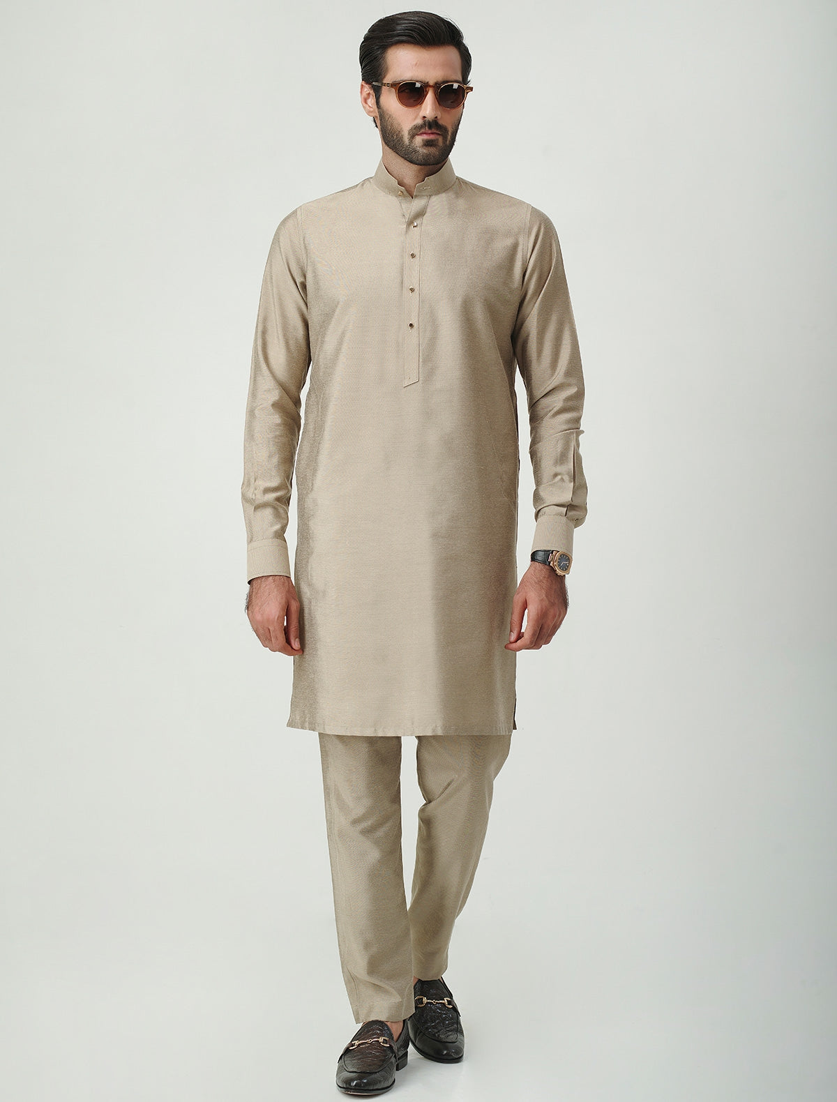BEIGE COTTON SILK KURTA PAJAMA