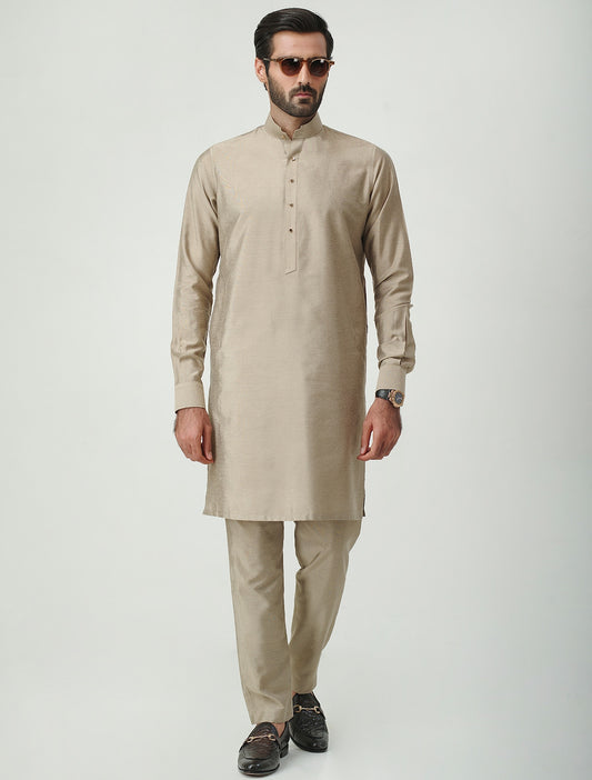 BEIGE COTTON SILK KURTA PAJAMA