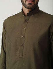 GREEN COTTON SILK KURTA PAJAMA