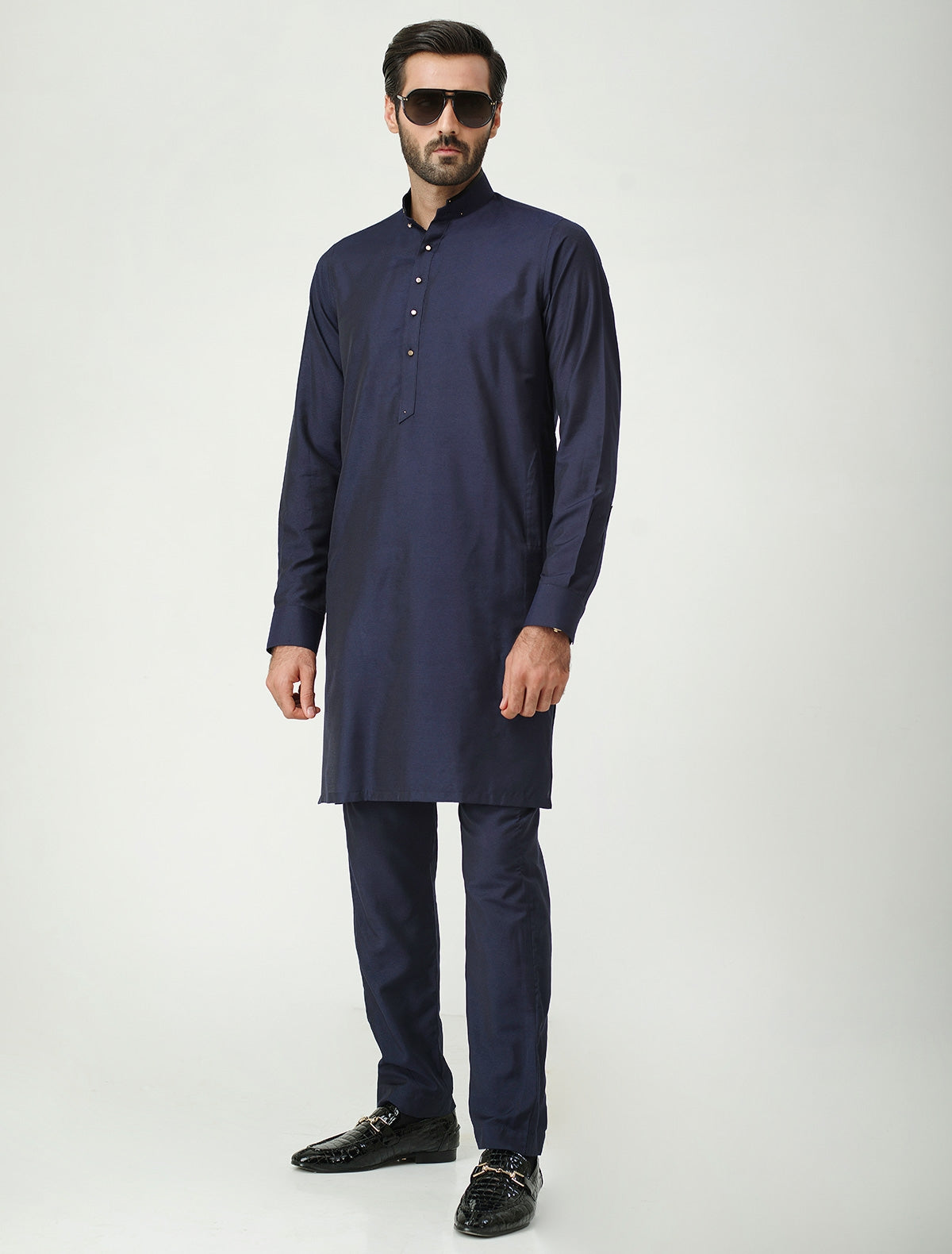 BLUE COTTON SILK KURTA PAJAMA