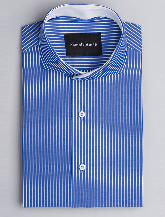 BLUE PIN STRIPE - SPREAD COLLAR SHIRT