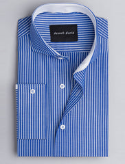 BLUE PIN STRIPE - SPREAD COLLAR SHIRT