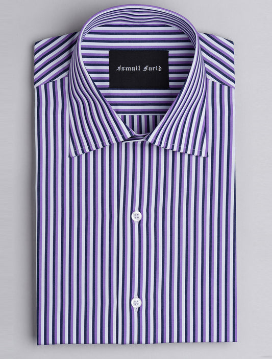 PURPLE  & BLACK MULTI-STRIPED SHIRT