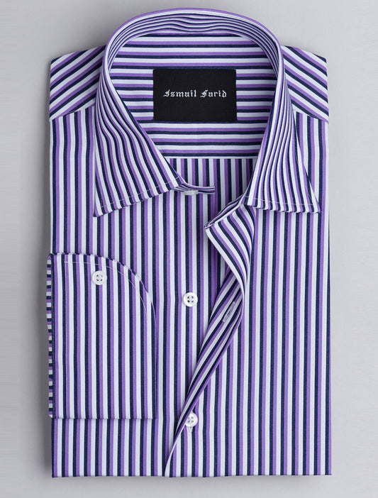 PURPLE  & BLACK MULTI-STRIPED SHIRT