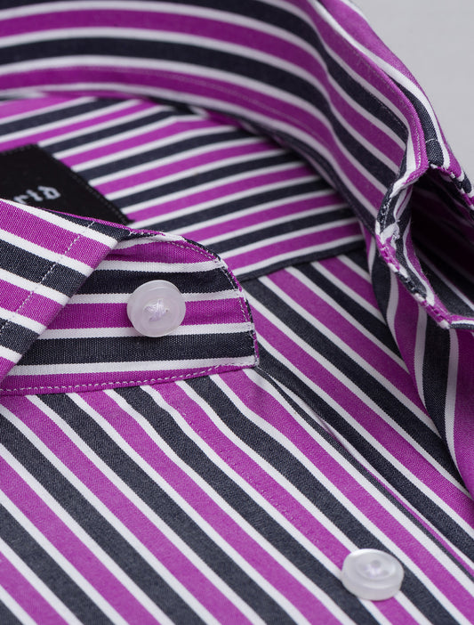PURPLE & GREY MULI-STRIPED SHIRT