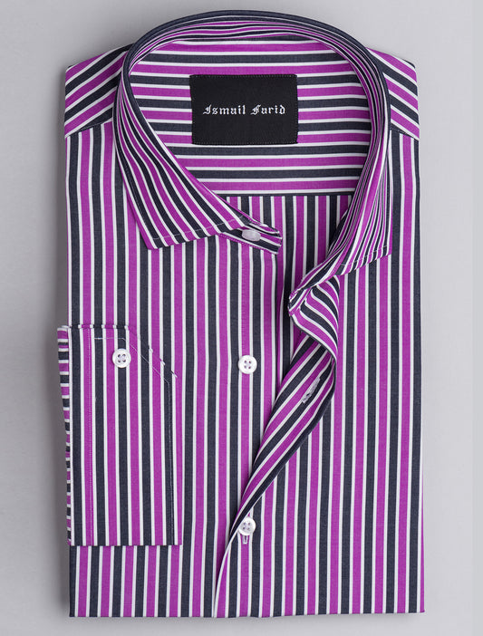 PURPLE & GREY MULI-STRIPED SHIRT