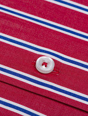 RED-BLUE  MULTI-STRIPE SPREAD COLLAR SHIRT