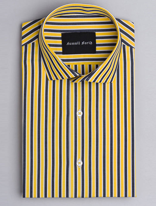 YELLOW AND GREY MULTI- STRIPED SHIRT