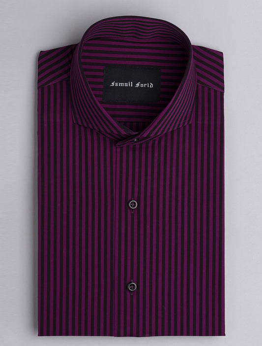 PURPLE-BLACK STRIPED SHIRT