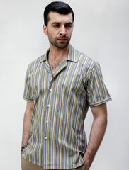 BARCODE STRIPES HALF SLEEVES SHIRT