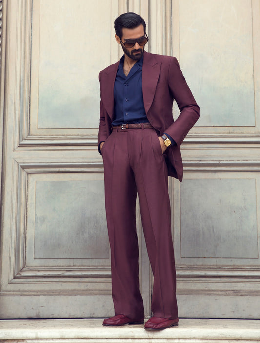 CLASSIC MAROON TWO PIECE OVER SIZE SUIT