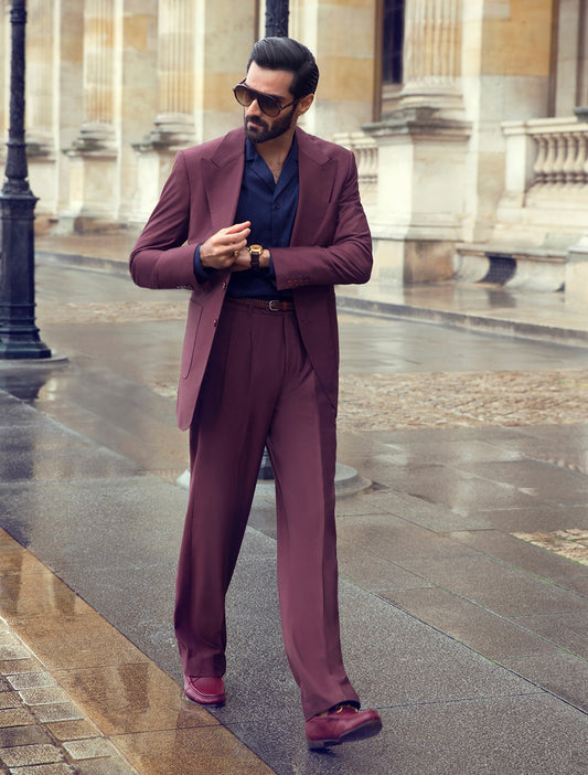 CLASSIC MAROON TWO PIECE OVER SIZE SUIT