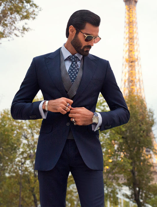 CLASSIC NAVY BLUE TWO BUTTONS SUIT