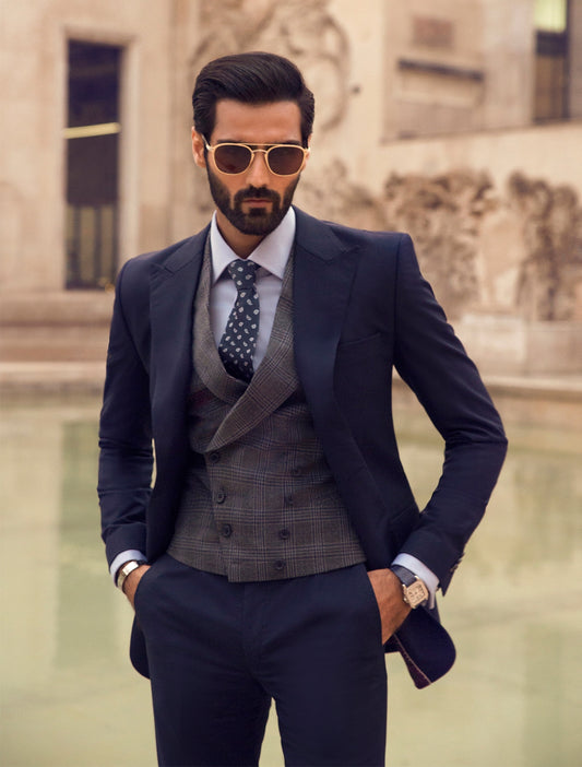 CLASSIC NAVY BLUE TWO BUTTONS SUIT