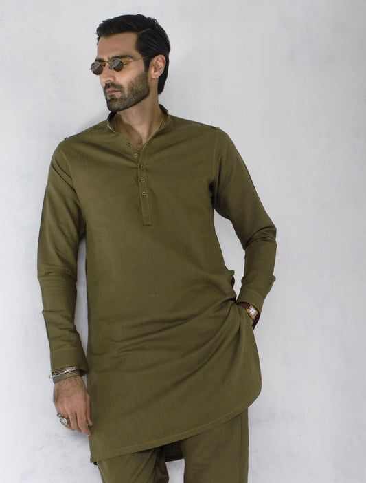 GREEN LINEN KURTA PAJAMA